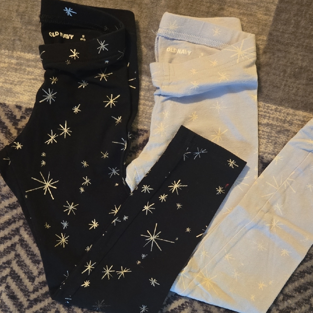 Old Navy Kids Starry Leggings - Black and Pale Purple